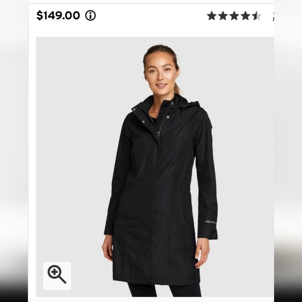 Eddie Bauer raincoat long parka black